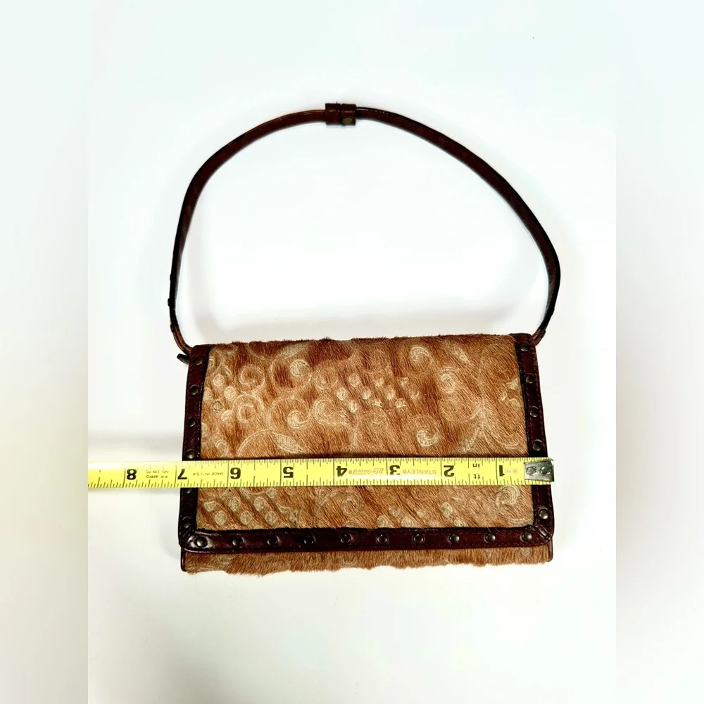 Isabella Fiore Brown Fur Floral  Patterned Women's Bag